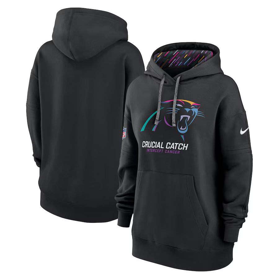 Women Carolina Panthers 9 Black 2024 Nike NFL hoodie 2
